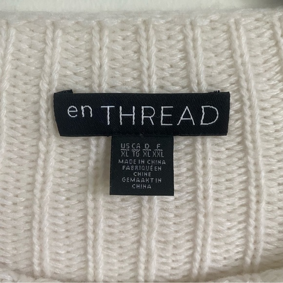 EN Thread Oversized Wool Alpaca Blend Mockneck Chunky Knit Sweater • Cream • XL - Picture 10 of 11